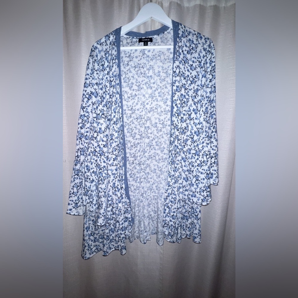 Torrid Blue Floral Kimono Top